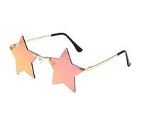 SKFGNX Lunettes de soleil pentagramme sans monture, style tendance, étoile à cinq branches, protection UV400, verres miroirs rouges, taille 1