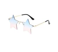 SKFGNX Lunettes de soleil pentagramme sans monture, style tendance, étoile à cinq branches, protection UV400, bleu et rose, taille 1