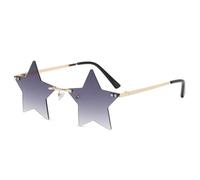 SKFGNX Lunettes de soleil pentagramme sans monture, style tendance, étoile à cinq branches, protection UV400, gris dégradé, taille 1