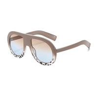 SKFGNX Lunettes de soleil pilote homme, verres dégradés, protection UV400, motif léopard bleu et jaune, style punk tendance femme, kaki et bleu thé, taille 1.