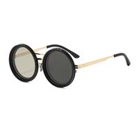 SKFGNX Lunettes de soleil polarisées rétro rondes punk pour hommes et femmes, protection UV400, verres réglables, dorées, taille 4,1.