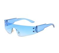 SKFGNX Lunettes de soleil rétro punk sans monture pour femmes, verres miroir colorés, protection UV400, lunettes de sport monobloc pour hommes, dégradé bleu, 1