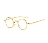 SKFGNX Lunettes de soleil rondes punk rétro en métal polarisées, monture femme, verres transparents, protection UV400, dorées et transparentes.