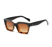 SKFGNX Lunettes de soleil tendance œil de chat pour femmes, style rétro, verres dégradés transparents, monture carrée pour hommes, protection UV400, motif léopard noir et thé.
