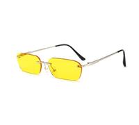 SKFGNX Lunettes de soleil tendance sans monture, transparentes, rouges, bleues et jaunes, forme rectangulaire, protection UV400, jaune, taille 1