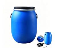 SKFHWIK Fût Bleu avec Couvercle for Eau, Fermentation et Camping | PEHD alimentaire for familles et plein air, avec large ouverture, évent et prises pratiques(100L)