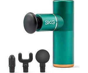 SKG F3-EN Pistolet de massage à percussion portatif pour tissus profonds avec 4 têtes différentes - Vert aurore