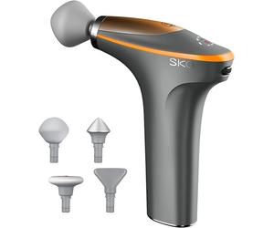 SKG F7-E Mini pistolet de massage chauffant électrique avec 4 embouts interchangeables - Gris