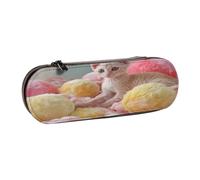 SKGOHLH Happy Little Cat Étui de rangement en cuir avec compartiments pour stylos