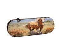 SKGOHLH Horses in the Fields Étui de rangement en cuir multi-emplacements pour stylos
