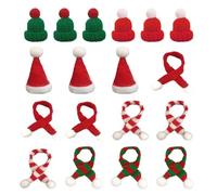 SKHAOVS 18 Pcs Ensemble de Mini Bonnets de Noël Mini Chapeau De Noël Mini Foulard Mini Bonnet de Noel en Tricot Décoration de Table Bonhomme de Neige Sucette Mini Bonnet Tricot pour Noël Fête (18 Pcs)