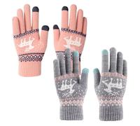 SKHAOVS 2 Paires Gants Femme, Gants Hiver, Femmes Hiver Chaud Gants, Hiver Chauds Tricotés à écran Tactile Tricotés Gants, Gants Ecran Tactiles, pour Cyclisme Conduite Ski Randonnée
