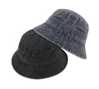 SKHAOVS 2 Pcs Chapeau de Pêcheur Chapeau Bob en Coton Unisexe, Noir+Gris Pliables Casquettes Bobs De Plage, Anti-UV, pour l'été en Plein Air Randonnée Camping Voyage Pêche Extérieur Activités (2 Pcs)