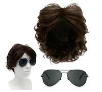 SKHAOVS 2 Pcs Perruque Homme avec lunettes de soleil Perruque Disco,Perruque Courte pour Homme,Perruque Adulte,Belle Perruque,Perruque Punk Rock,Perruque pour Cosplay Carnaval Halloween