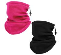 SKHAOVS 2 Pièces Cache-Cou en Polaire,Echarpe Tube Polaire,Cache-Cou avec Cordon,Tour de Cou,Chauffe-cou Multifonctionnel Keep Warm pour Homme Femme Randonnée Cyclisme Moto(2 Couleurs)