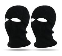 SKHAOVS 2 Pièces Cagoules à 2 Trous, Masque de Ski pour Hommes/Femmes, Cagoule de Visage Complet de Visage Tricoté, Masque Thermique, Masque d'hiver pour Ski Moto Cyclisme, Taille Unique (Noir)