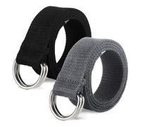 SKHAOVS 2 Pièces Ceinture en Toile Tressé Ceinture Homme Double Boucle, Casual Ceinture, Ceinture Réglable, Ceinture en Nylon, 130 x 3.8 cm, pour Homme Femme