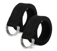 SKHAOVS 2 Pièces Ceinture en Toile Tressée Double D-Ring Boucle, Casual, Réglable, Nylon, 130 x 3.8 cm, pour Homme et Femme