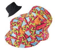 SKHAOVS 2 Pièces Chapeau de Pêcheur pour Femme Hommes,Bob Chapeau,Réversible Chapeaux de Seau de Imprimé,Chapeaux Soleil Double Face,pour Outdoor Travel Camping Disco Hip Hop Party (Rose)