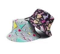 SKHAOVS 2 Pièces Chapeau de Pêcheur Réversible, Pliables Chapeaux de Seau de Imprimé Unisexe Chapeau de Soleil Tendance pour Femmes Hommes et Les Adolescents Chapeau Bobs De Plage