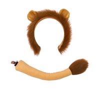 SKHAOVS 2 Pièces Costume de Lion Déguisement Animal,Kit de Costume de Lion en Peluche avec Bandeau et Queue,Deguisement Lion Set,pour Enfants Adultes Fête d'Anniversaire Cosplay Pâques(2 PCS)