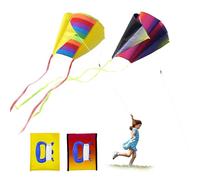 SKHAOVS 2 Pièces Portable Cerf-Volant de Poche, Cerf Volant pour Enfants,Cerf-Volant Easy Flyer Arc-en-Ciel avec Queues Colorées y Ligne de Kite pour Les débutants, Jeux Exterieur Enfant (Coloré)