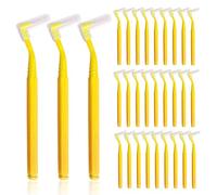 SKHAOVS 30 Pièces Jaune Brossettes Interdentaire Brosses à Fil Dentaire en Forme de L,Brossette Dent avec Poignée Antidérapante,Entretien de l'hygiène Bucco-Dentaire Outil Nettoyage des Dents(30 PCS)