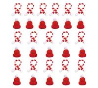 SKHAOVS 32 Pièces Mini Chapeaux de Noël et Mini écharpe de Noël Mini Bonnet de Noël Mini Chapeau Mini Foulard Mini Décoration de Noël Accessoires de Noël Mignons pour Fête Noël DIY