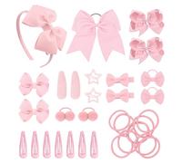 SKHAOVS 33 Pièces Enfant Barrettes à Cheveux Grands Arcs Cheveux Pinces à Cheveux Fille Noeud Papillon Accessoires de Cheveux pour Filles Bowknot Barrettes pour Femme Fille Enfant Bébés(Rose)