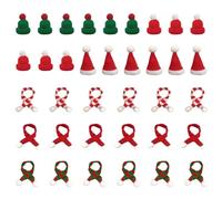 SKHAOVS 36 Pièces Mini Chapeaux de Noël et Mini écharpe de Noël Mini Bonnet de Noël Mini Chapeau Mini Foulard Mini Décoration de Noël Accessoires de Noël Mignons pour Fête Noël DIY