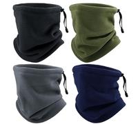 SKHAOVS 4 Pièces Cache cou Hiver, Echarpe Tube Polaire, Tour de Cou Élastique Polaire Fleece, Cache Cou en Polaire, Echarpe Tube Homme Femme, Cache oreilles Coupe vent pour Ski et Cyclisme