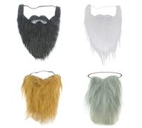 SKHAOVS 4 Pièces Fausse Barbe Fausse Moustache Accessoires Barbe Drôle de Costume d'Halloween pour Costume Enfant Adulte de Costume Cosplay Fournitures de Fête (4 Pièces)