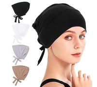 SKHAOVS 4 Pièces Hijab pour Femme,Hijab musulman, Hijab Respirant,Hijab à Lacets,Hijab Réglable,Hijab de Couleur Unie,Foulards de Tête,Turban,Bonnet de Couchage,Hijab en Coton pour Femme (4 Pièces)