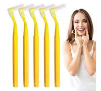SKHAOVS 40 Pièces en Forme de L Brossettes Interdentaire,0.7mm Brosse à Interstices avec Poignée Antidérapante,Fil Dentaire Brossette Dentaire pour le Nettoyage des Espaces Interdentaires(Jaune)