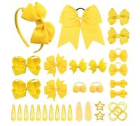 SKHAOVS 40 Pièces Jaune Barrettes Enfant Barrettes à Cheveux Grands Arcs Cheveux Pinces à Cheveux Fille Noeud Papillon Accessoires de Cheveux pour Filles Bowknot Barrettes Femme Bébés (Jaune)