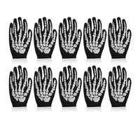 SKHAOVS 5 Paires Gants squelettes d'Halloween, Gants Fantômes Courts, Gants Effrayants,Skeleton Gants d'os de Fantôme, pour Soirées à Thème pour Carnaval Halloween Cosplay