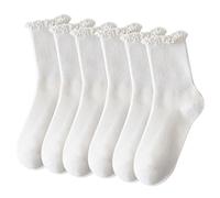 SKHAOVS 6 Paires de Chaussettes Blanches à Volants Tricotées pour Entraînement Femmes