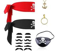 SKHAOVS 6 Pièces Déguisement de Pirate Enfants Accessoires Kit, Ensemble d'habillage de capitaine de pirate, Accessoires d'Halloween, Costume Capitaine Pirate cache-œil Cosplay Carnaval (6 pcs)