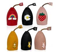SKHAOVS 6 Pièces Étui en Cuir pour Clé Sac à Clés Rétractable Porte-clés à Tirette, Pochette Clef Voiture, Housse de Protection pour Clé Sac de Rangement pour Clés de Voiture