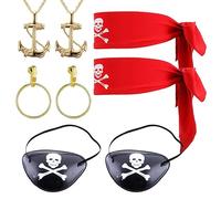SKHAOVS 8 Pièces Accessoires de Costume Pirate, Pirate Cosplay Accessoires, Bandeau Pirate,Pirate Oeil Patch, Accessoires Pirate,Pirate Déguisement Accessoires pour Carnaval Halloween Fête (8 Pièces)