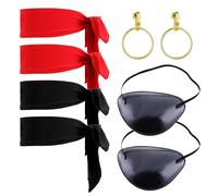 SKHAOVS 8 Pièces Accessoires Pirate,Ensemble d'accessoires de Costume de Pirate,Bandeau Pirate Cache Oeil de Pirate,Ensemble de Déguisement de Capitaine Pirate pour Fête de Pirate d'halloween (8 PCS)