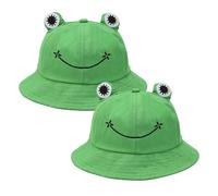 SKHAOVS Lot de 2 Bobs Grenouille - Chapeau Pliable Modèle Pêcheur Dessin Animé pour la Plage