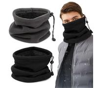 SKHAOVS Lot de 2 cache-cou d'hiver pour homme, doublure polaire arctique, écharpe en peluche épaisse, coupe-vent, masque de chaleur pour le cyclisme, le ski, les jeux en plein air
