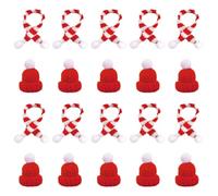 SKHAOVS Lot de 20 mini chapeaux de Père Noël, mini décoration de Noël, chapeau de doigt, sucette, bonhomme de neige, décoration pour fête de Noël