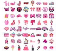 SKHAOVS Lot de 67 Breloques Roses pour Chaussures - Décorations en PVC pour Filles et Femmes - Accessoires à Faire Soi-Même, Fête d'Anniversaire