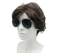 SKHAOVS Naturel Ondulé Cheveux Synthétiques Perruques Fête ou Usage Quotidien Postiche Homme Costume Afro funky des années 70 Perruque Disco Carnaval, Fête à thème, Mardi gras (Brun)