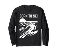 Ski Born to Ski Design Skier Manche Longue
