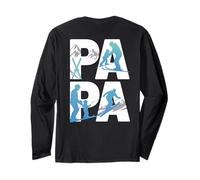 Ski Dad and Kid Papa Mountain Winter Sports Theme Design Manche Longue
