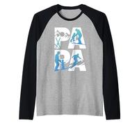 Ski Dad and Kid Papa Mountain Winter Sports Theme Design Manche Raglan