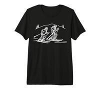 Ski Dessin au Trait Sports d'hiver T-Shirt Haut de Gamme